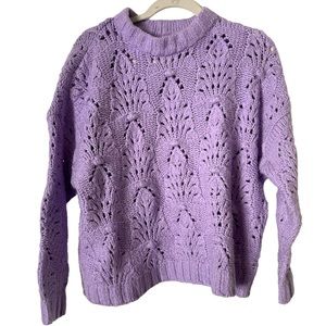Aerie Purple Lavender Open Knit Chinky Sweater S